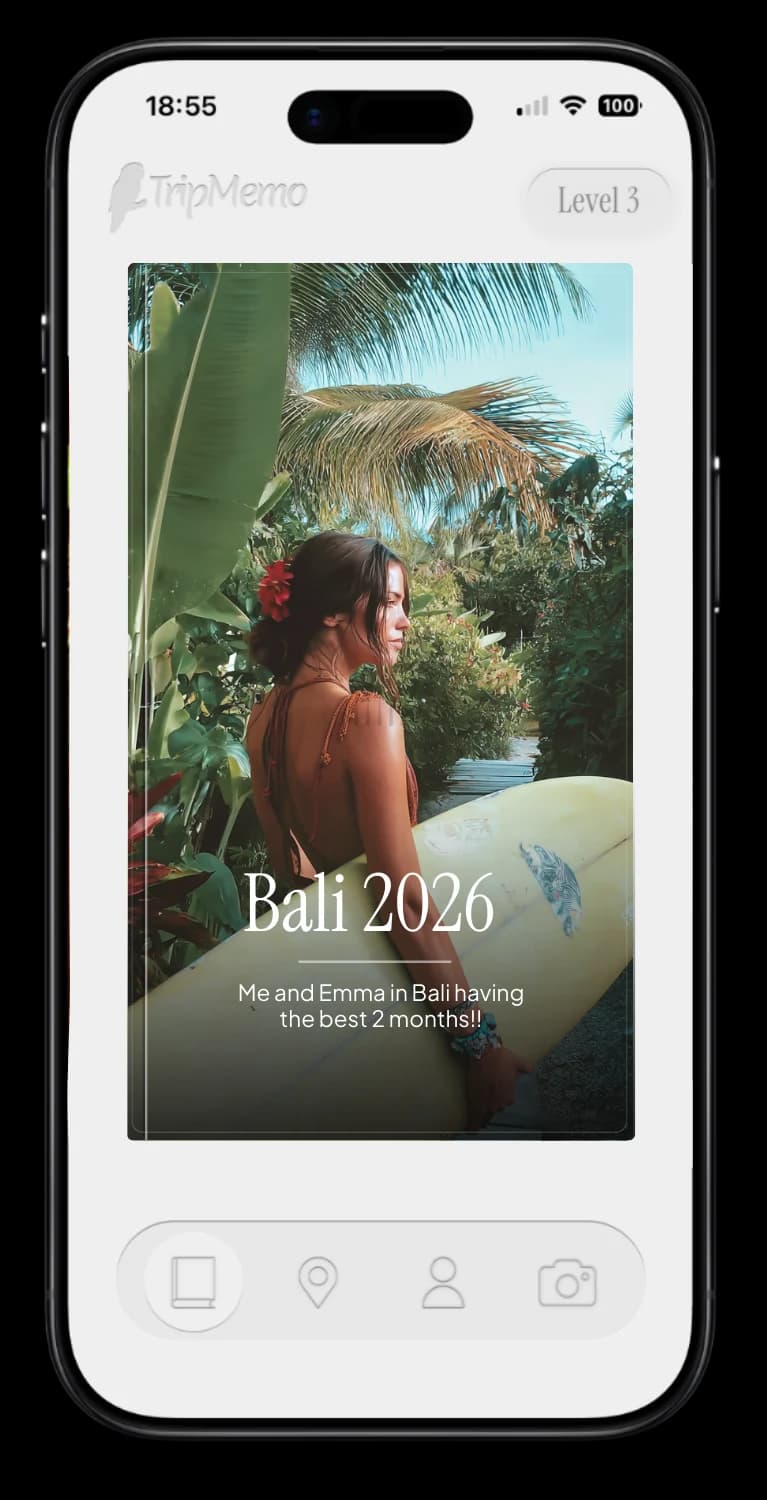 TripMemo travel book preview on a phone
