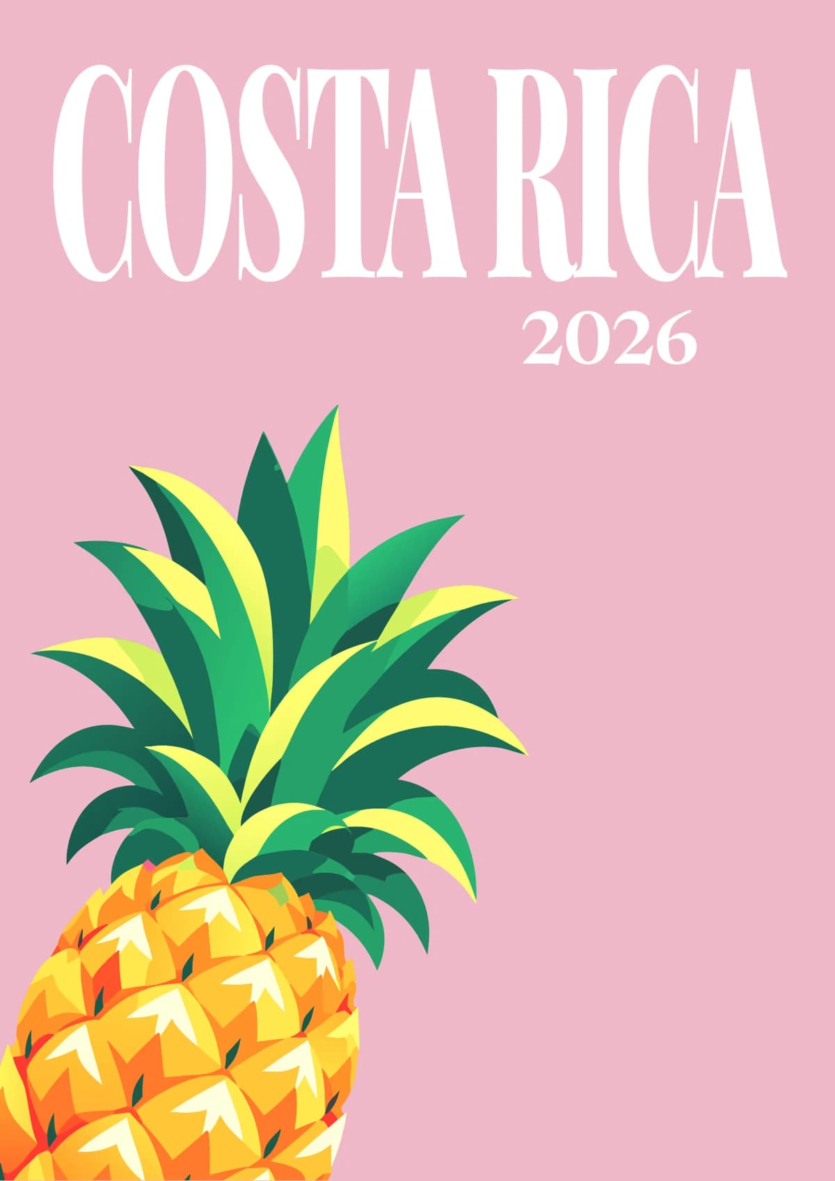 Costa Rica illustrated travel photo book cover with the pineapple artwork