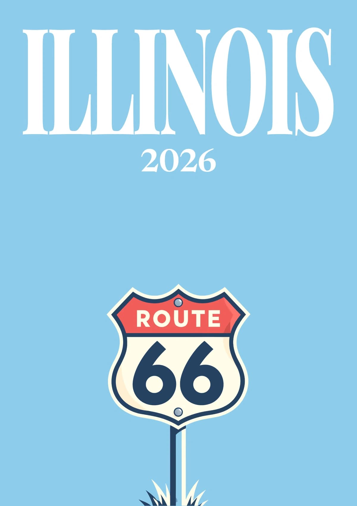 Illinois illustrated travel photo book cover with the route 66 artwork