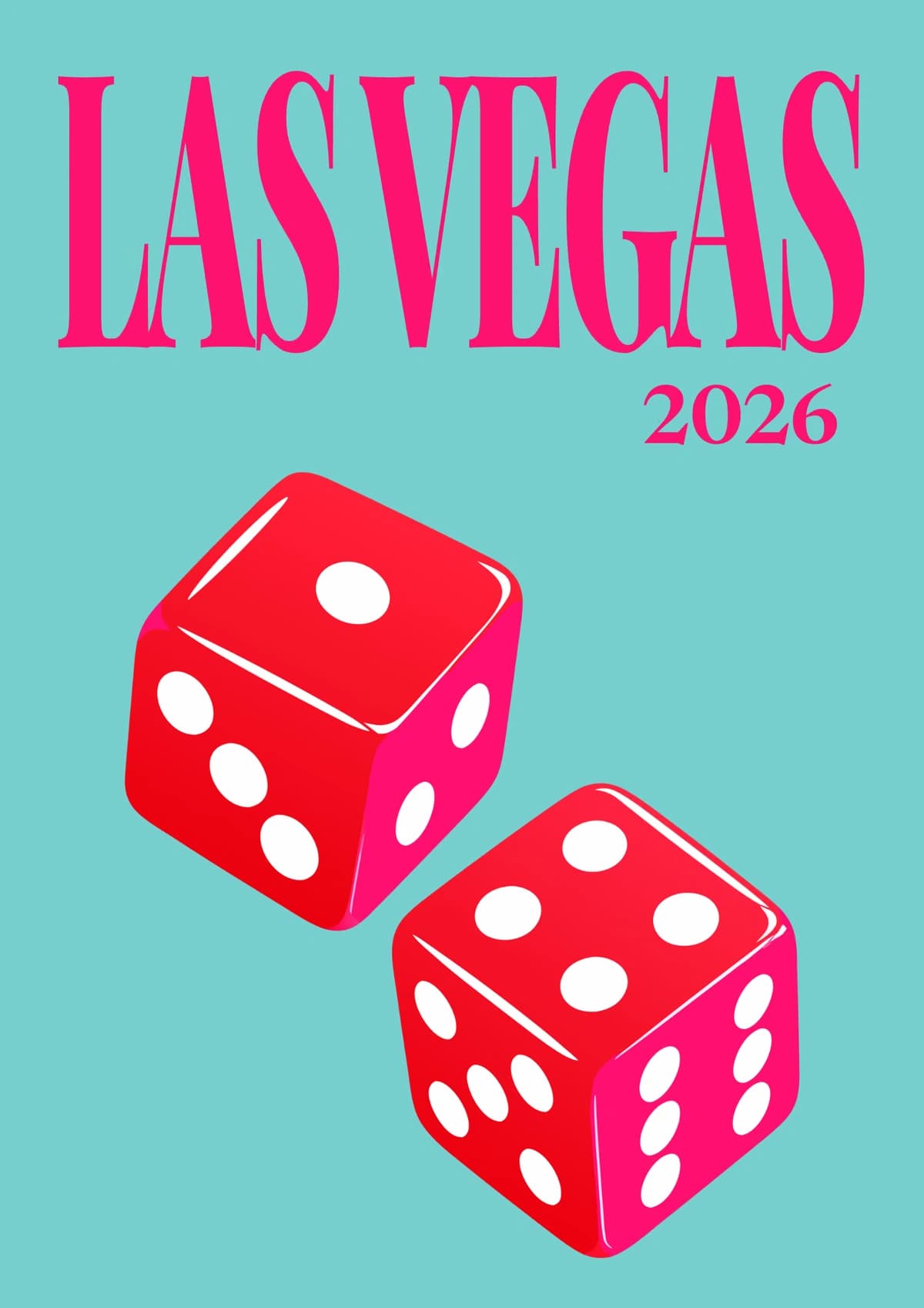 Las Vegas illustrated travel photo book cover with the dice artwork in light blue