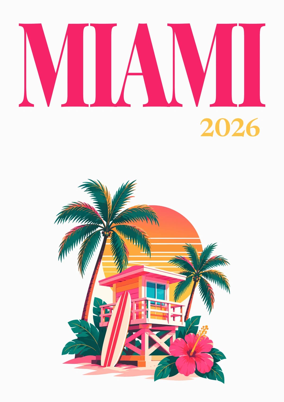 Miami illustrated travel photo book cover with the lifeguard tower artwork