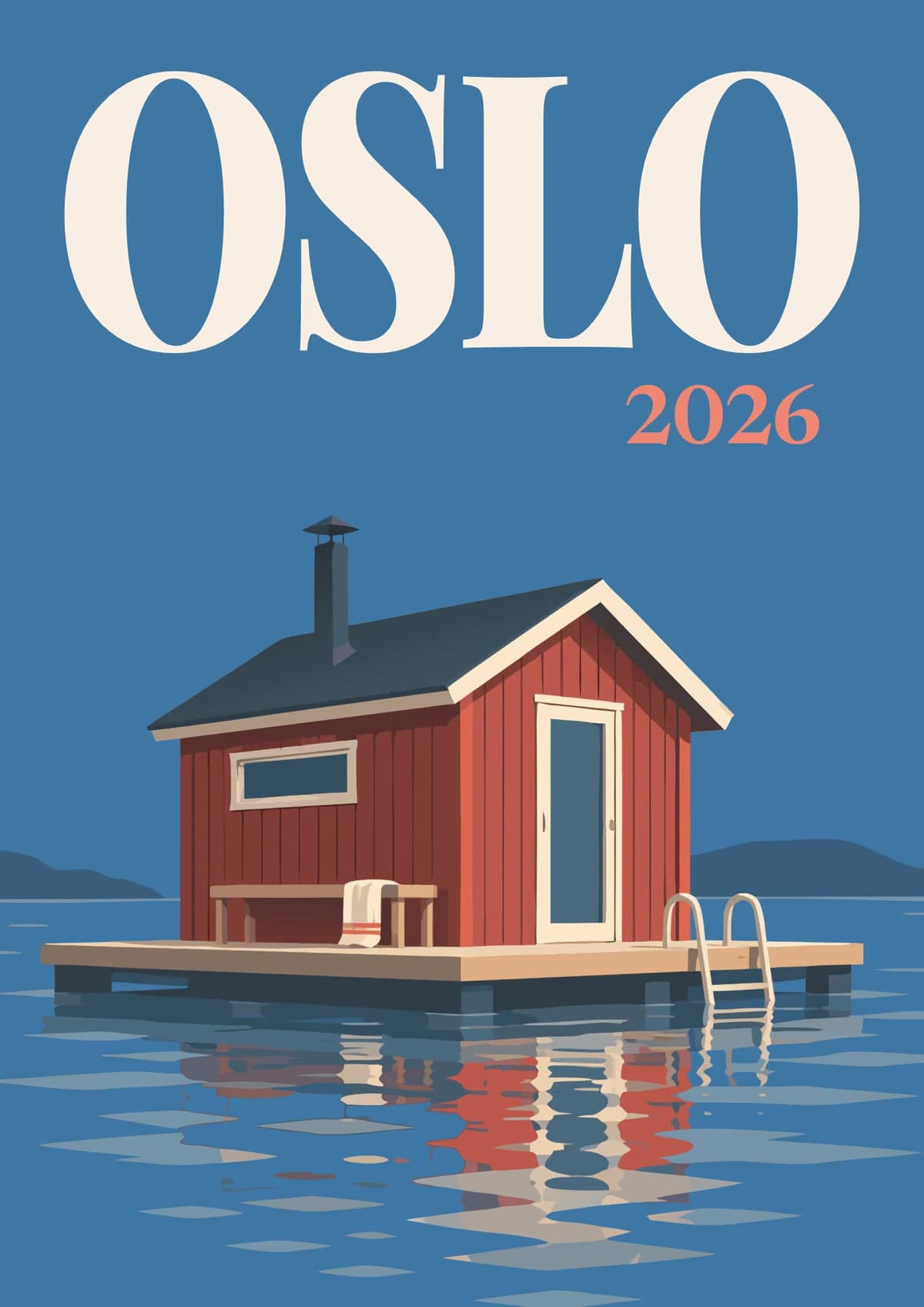Oslo illustrated travel photo book cover with the floating sauna artwork