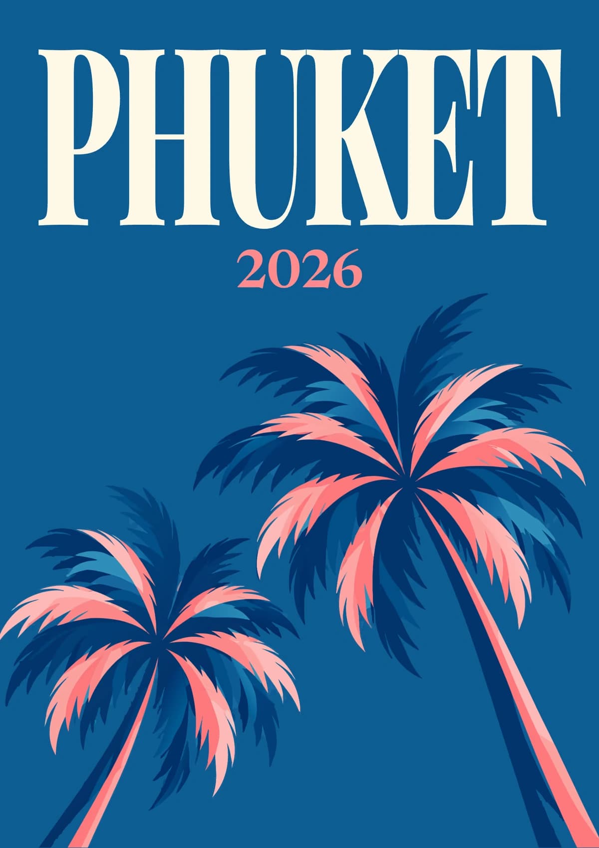 Phuket illustrated travel photo book cover with the palms artwork