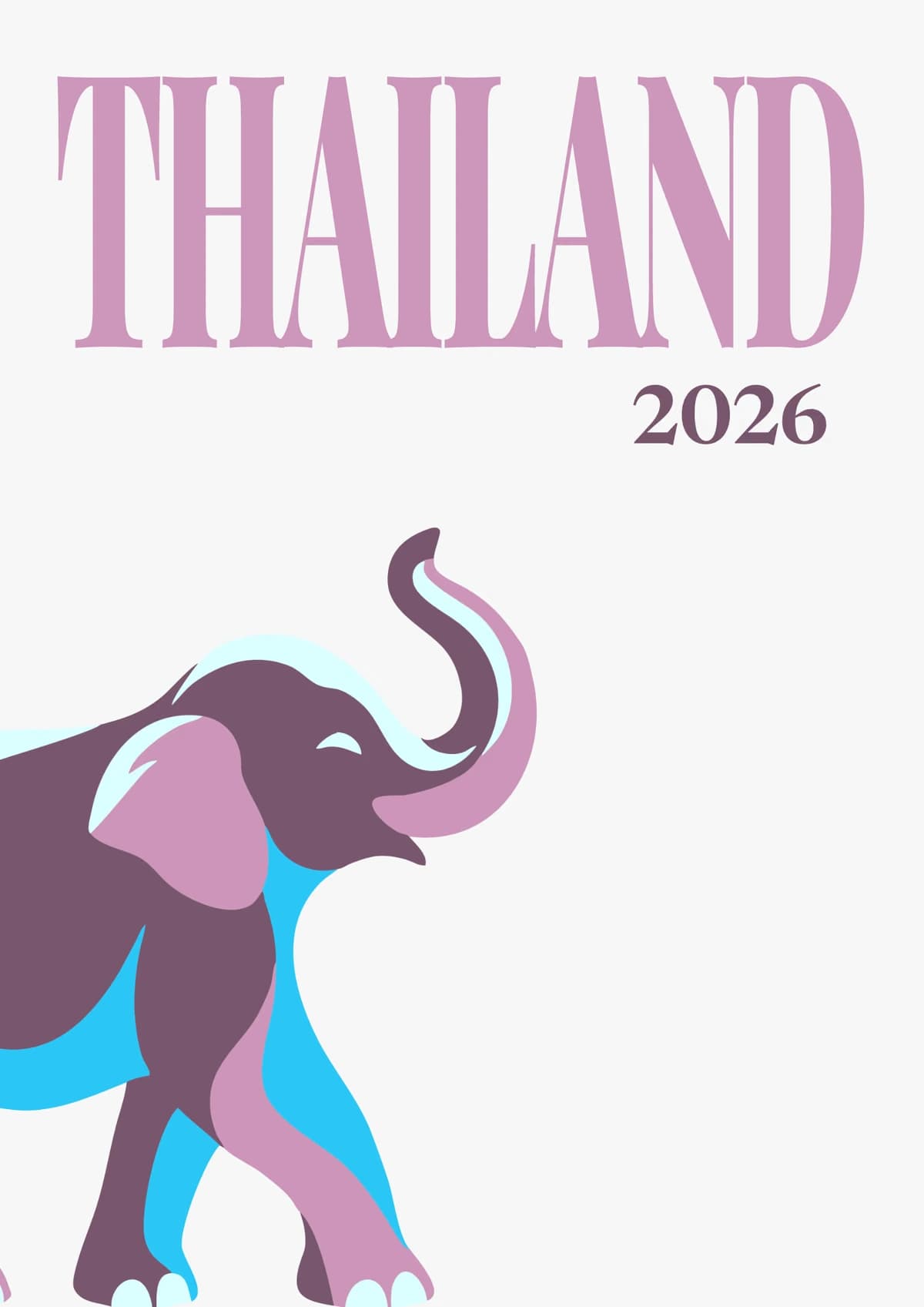Thailand illustrated travel photo book cover with an elephant on white