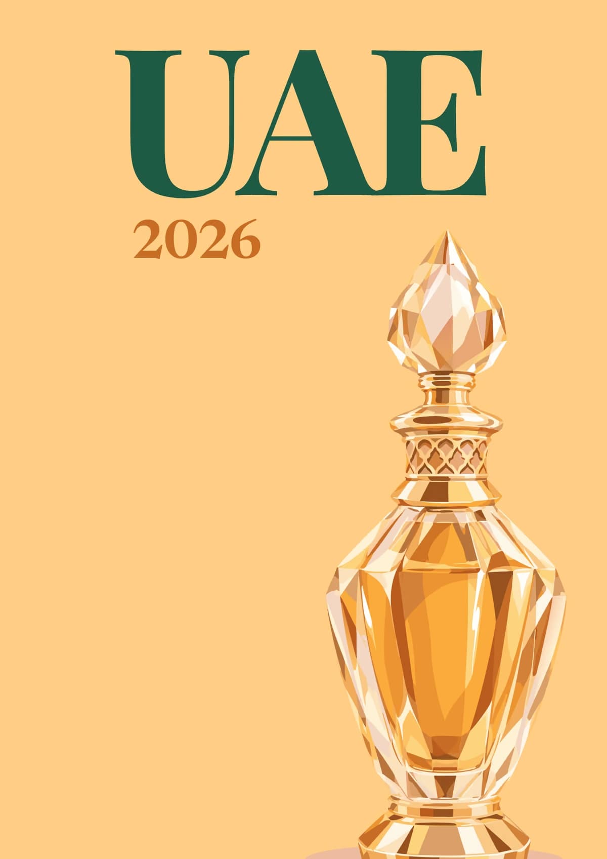 UAE illustrated travel photo book cover with the oud perfume artwork