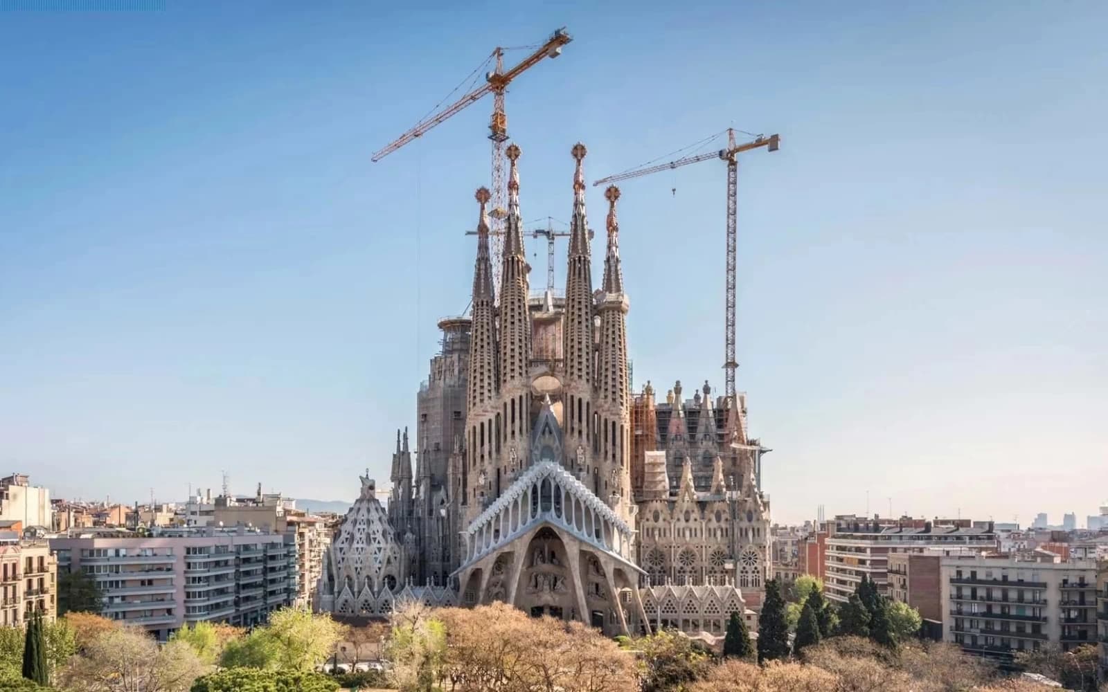 The Sagrada Familia rising above Barcelona