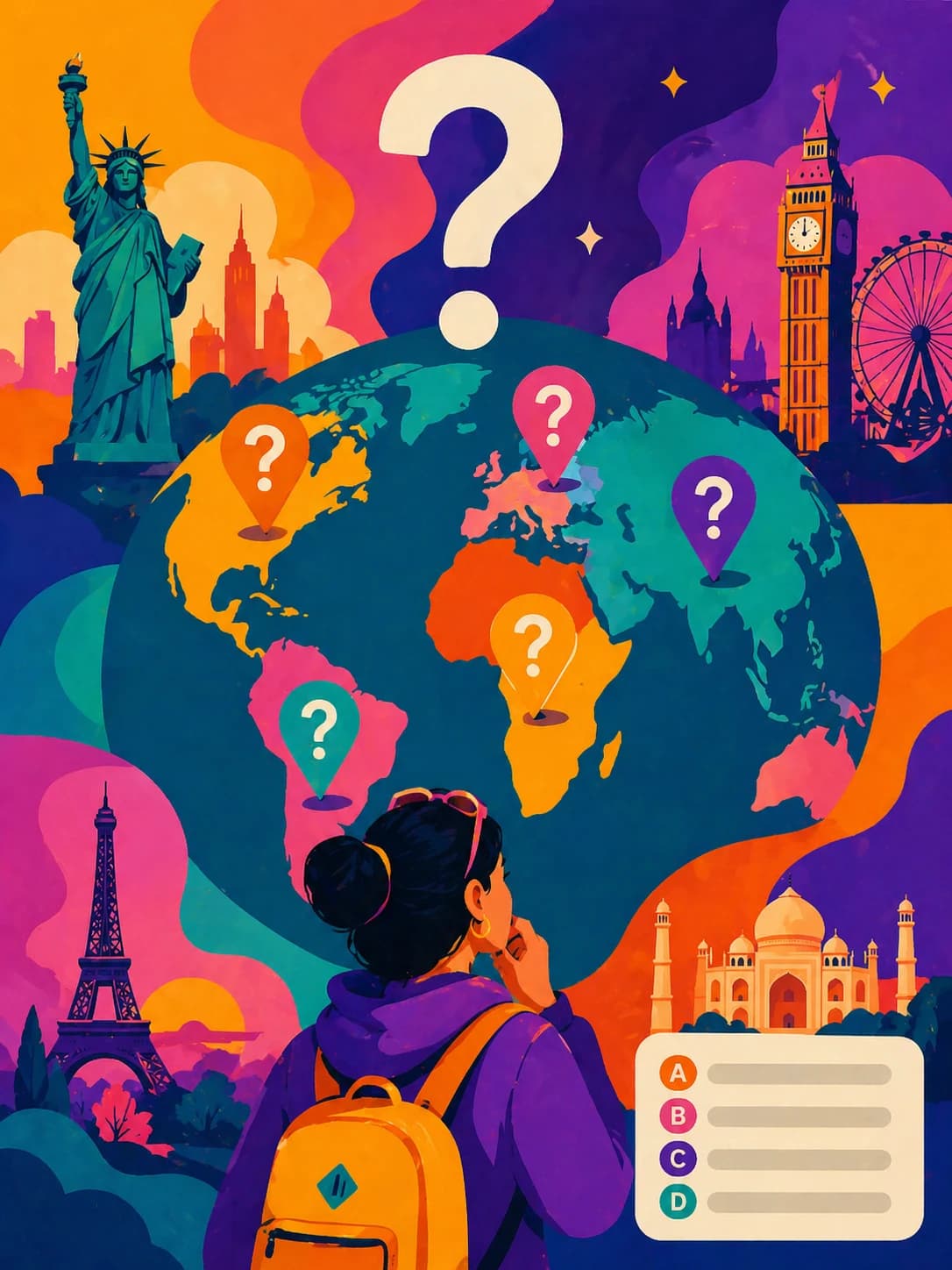 Capital City Quiz world capitals geography game card for naming capitals of 195 countries