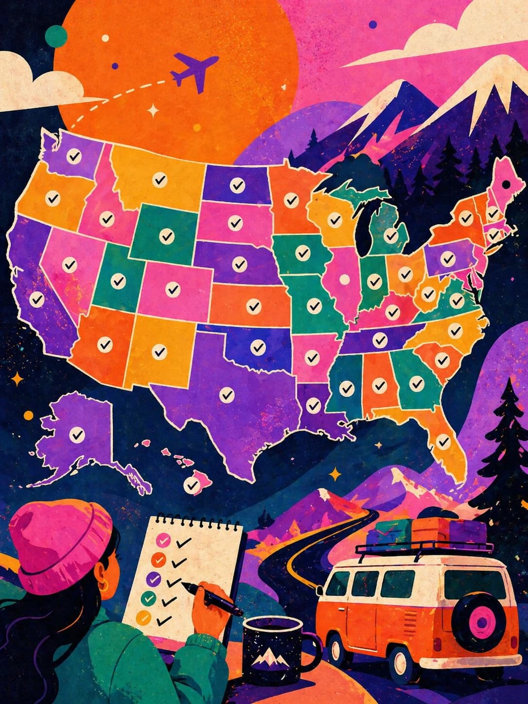 Visited US States Map tracker for marking all 50 states visited in the United States