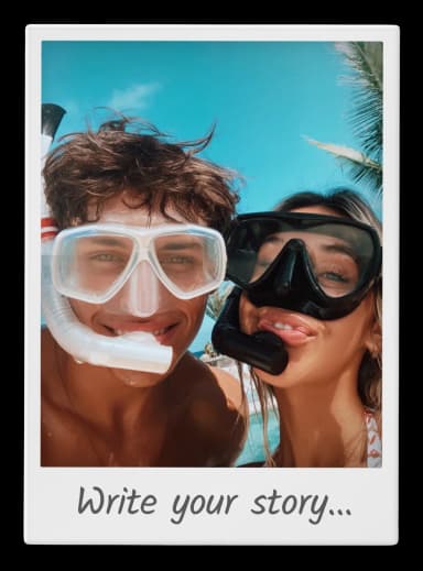 Couple snorkeling polaroid