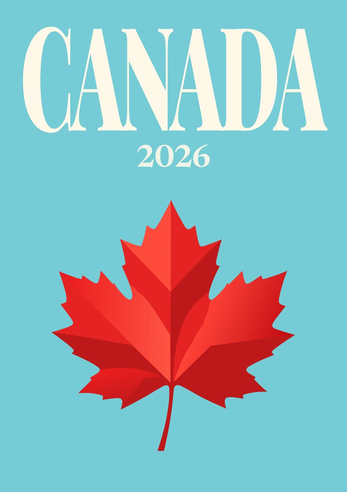 Canada illustrated travel photo book cover with a red maple leaf on turquoise
