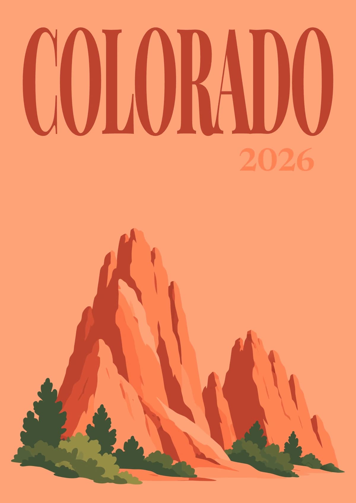 Colorado illustrated travel photo book cover with the Garden of the Gods artwork
