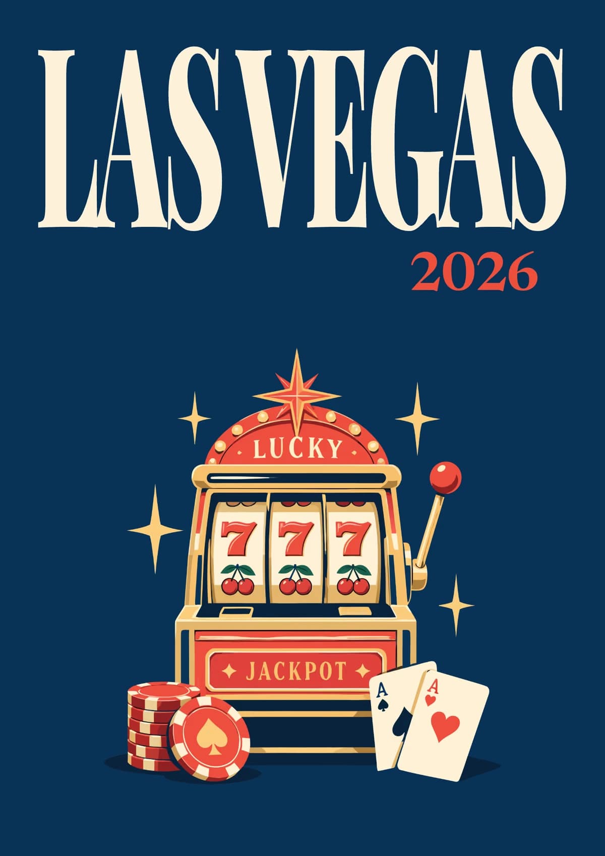 Las Vegas illustrated travel photo book cover with the slot machine artwork