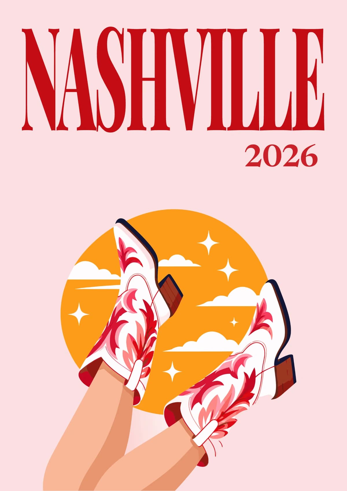 Nashville illustrated travel photo book cover with the cowboy boots artwork