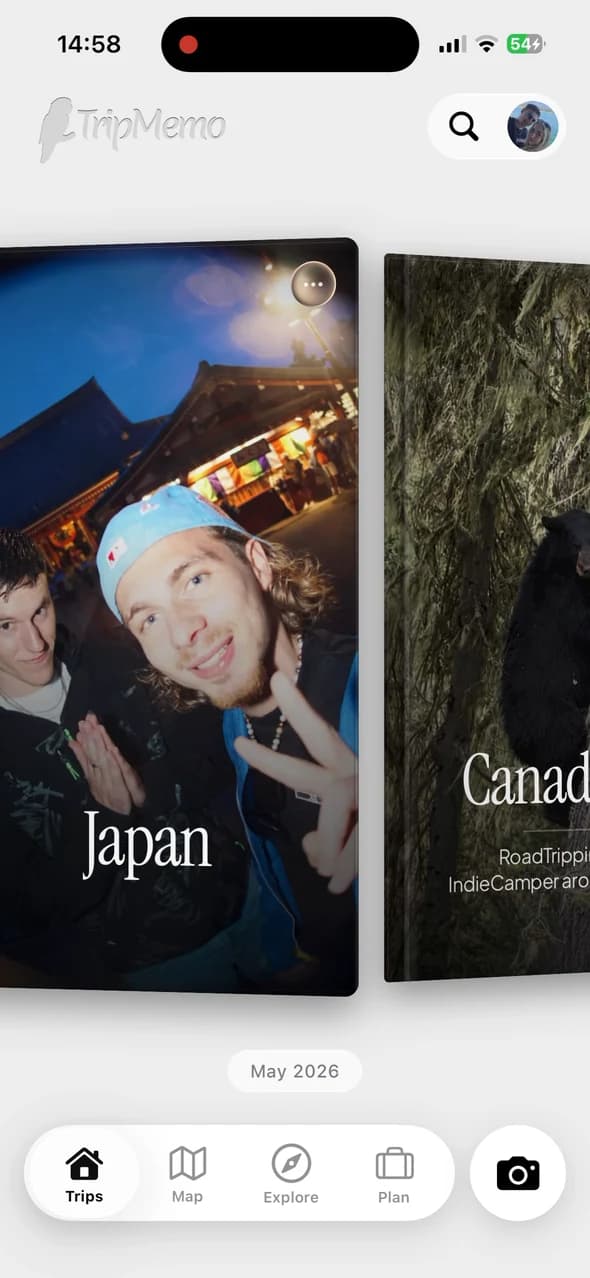 TripMemo family trip planner showing a day-by-day Japan vacation on iPhone
