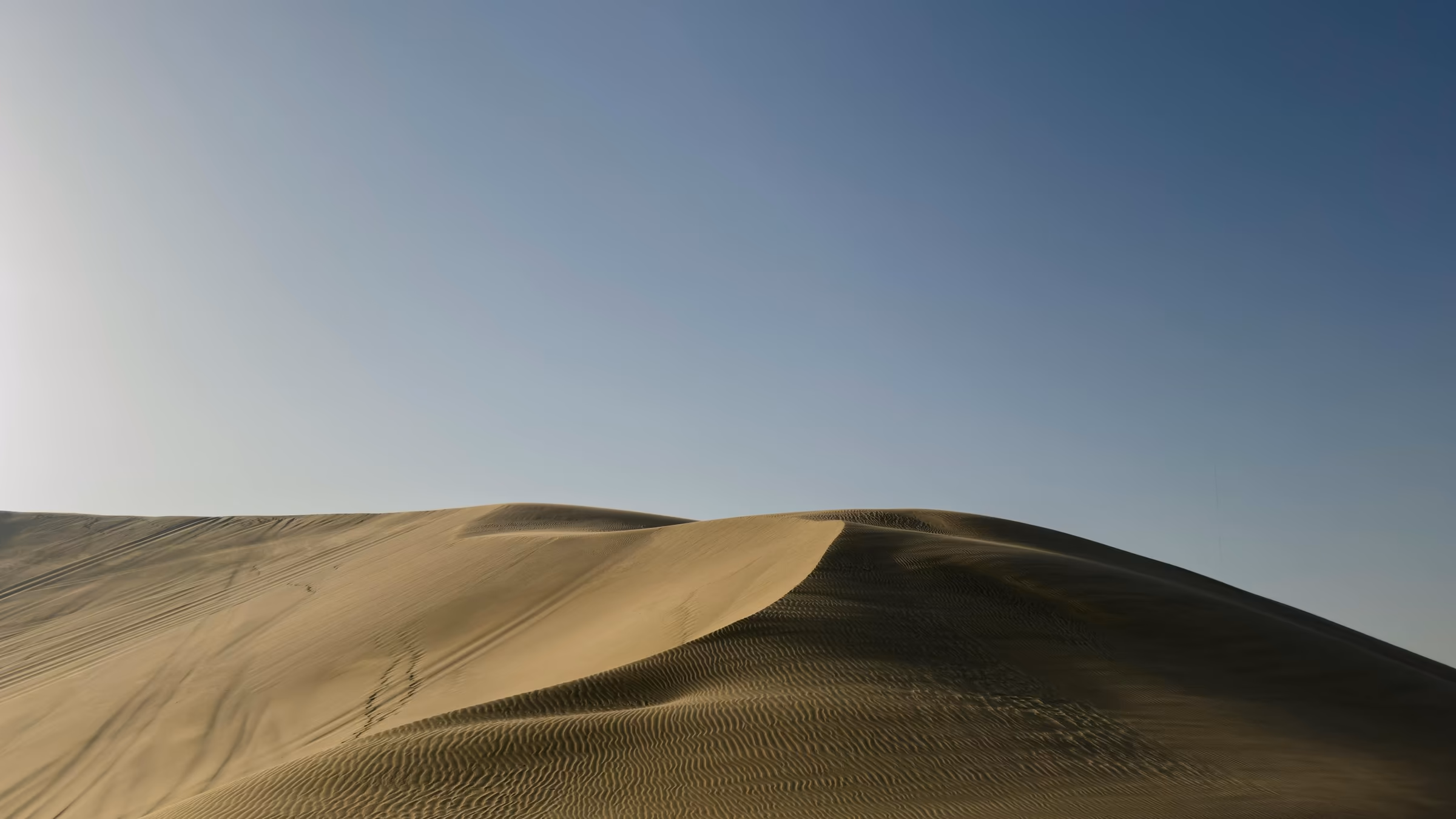 Wind-shaped sand dunes stretching across a desert