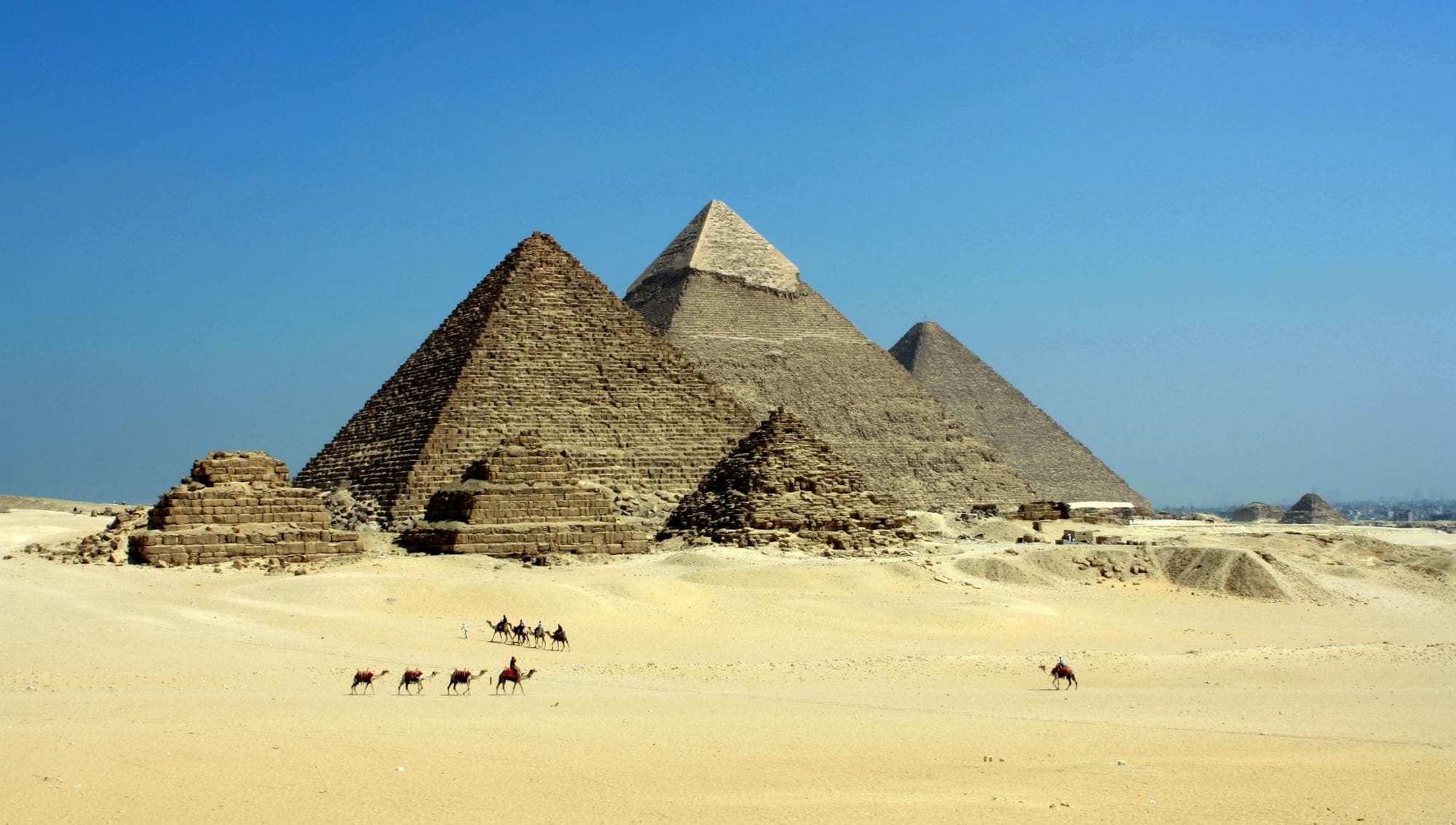Great Pyramid of Giza and the Sphinx at golden hour, Egypt