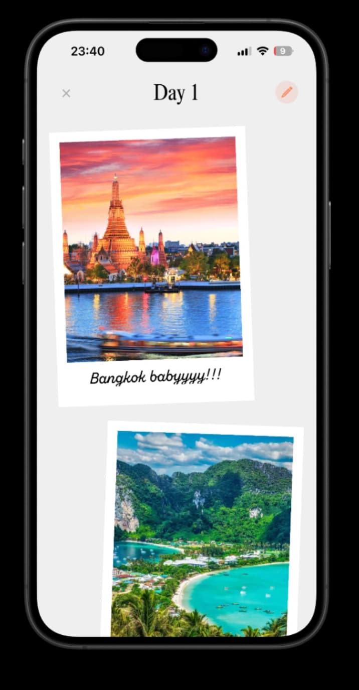 TripMemo iPhone mockup for saving weekend trip memories