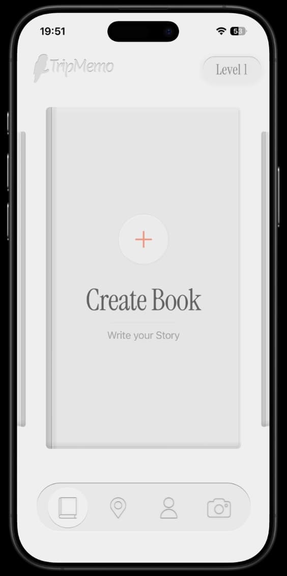 TripMemo app showing a trip book