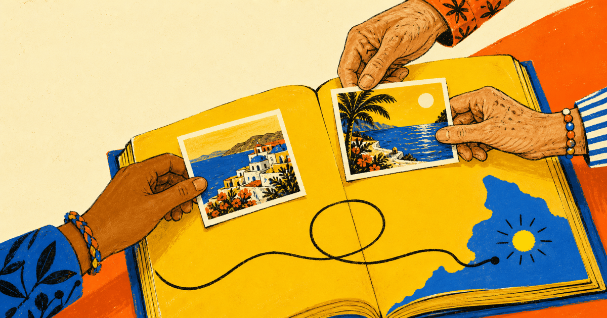 A family comparing travel planning and journaling apps