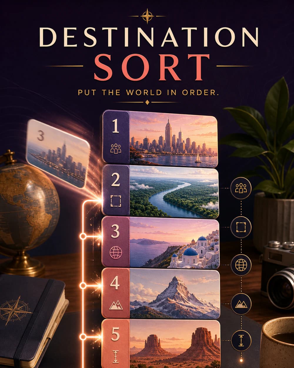 Destination Sort daily geography ordering puzzle