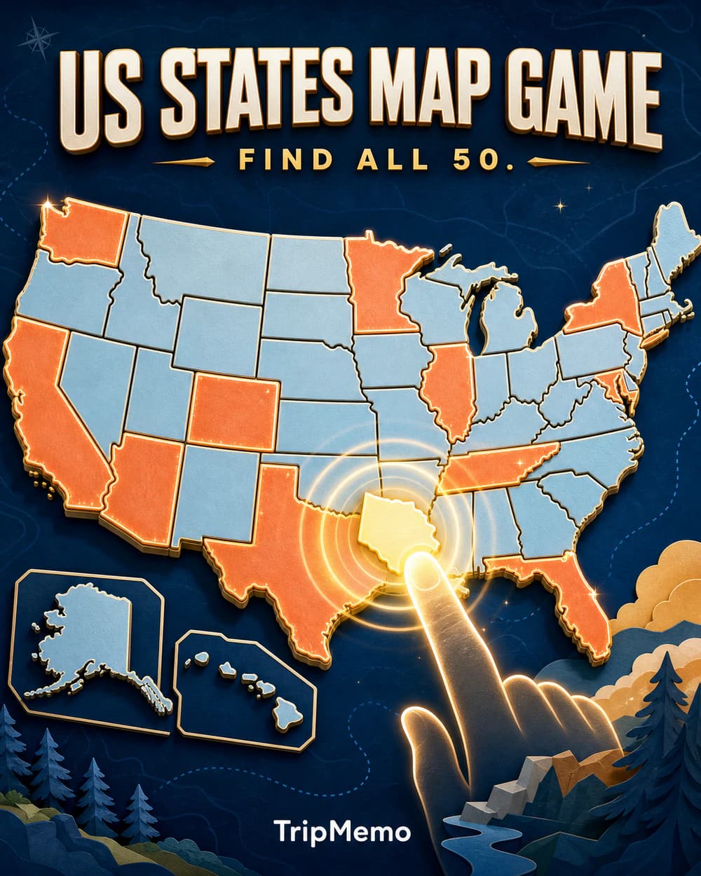 US States Map geography game