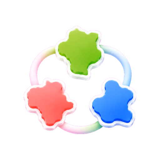 Three connected country shapes representing geography memory groups