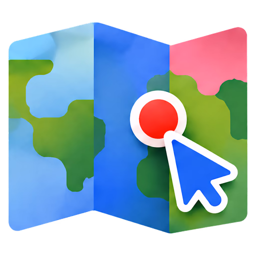 Map and pointer for finding countries on the world map