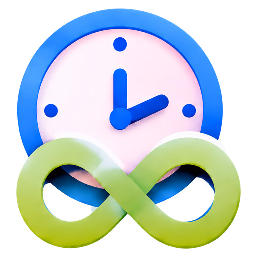 Clock and infinity symbol for the no-timer countries quiz