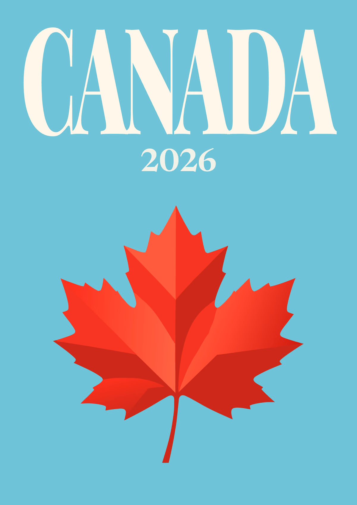Canada illustrated travel photo book cover with a red maple leaf on turquoise