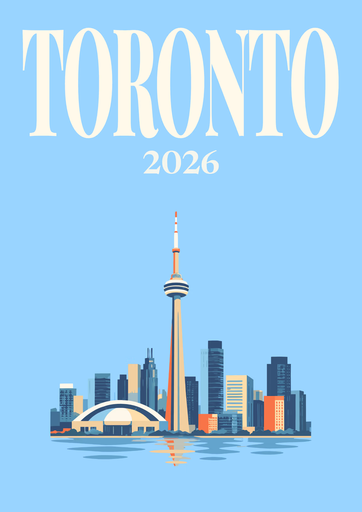 Toronto illustrated Canada travel photo book cover with the Toronto skyline and CN Tower on pale blue