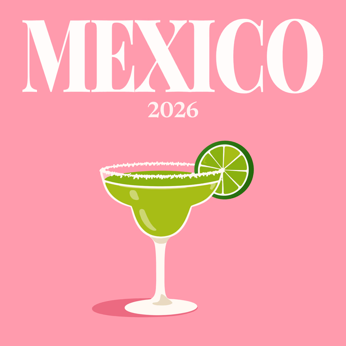 Mexico illustrated square photo book cover with a margarita with lime on pink