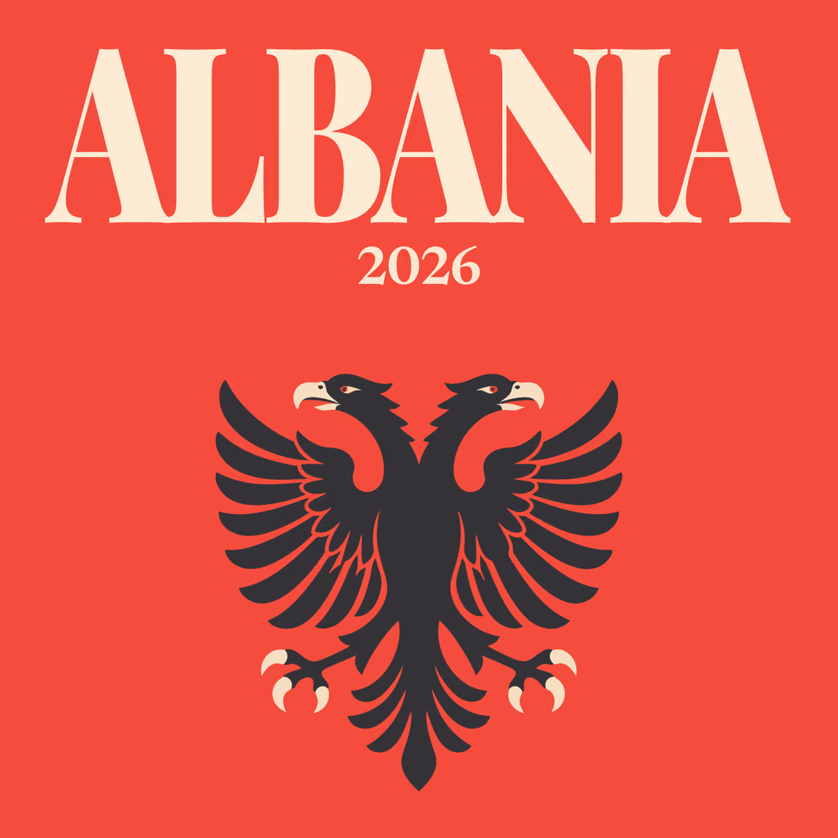 Albania illustrated square photo book cover with the double eagle artwork