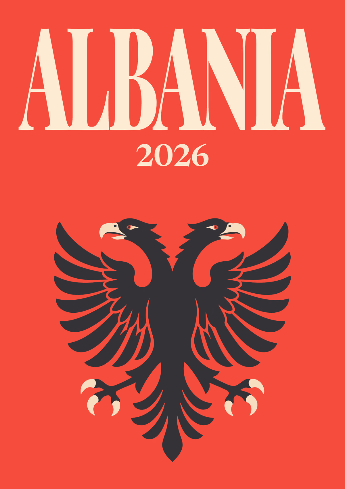 Albania illustrated travel photo book cover with the double eagle artwork