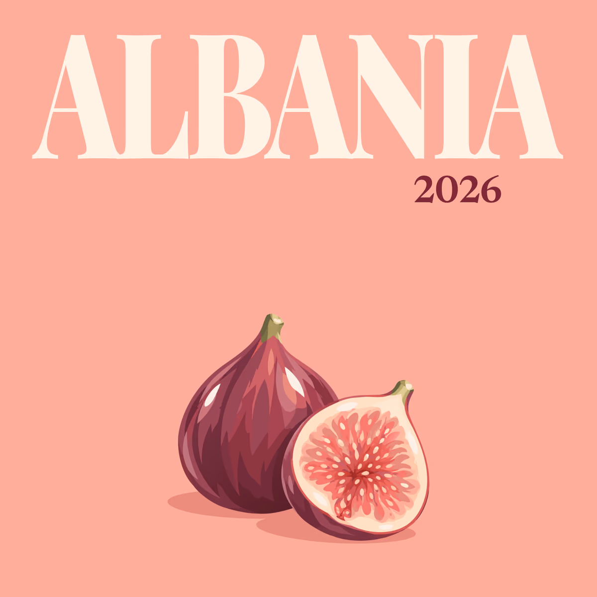Albania illustrated square photo book cover with the figs artwork