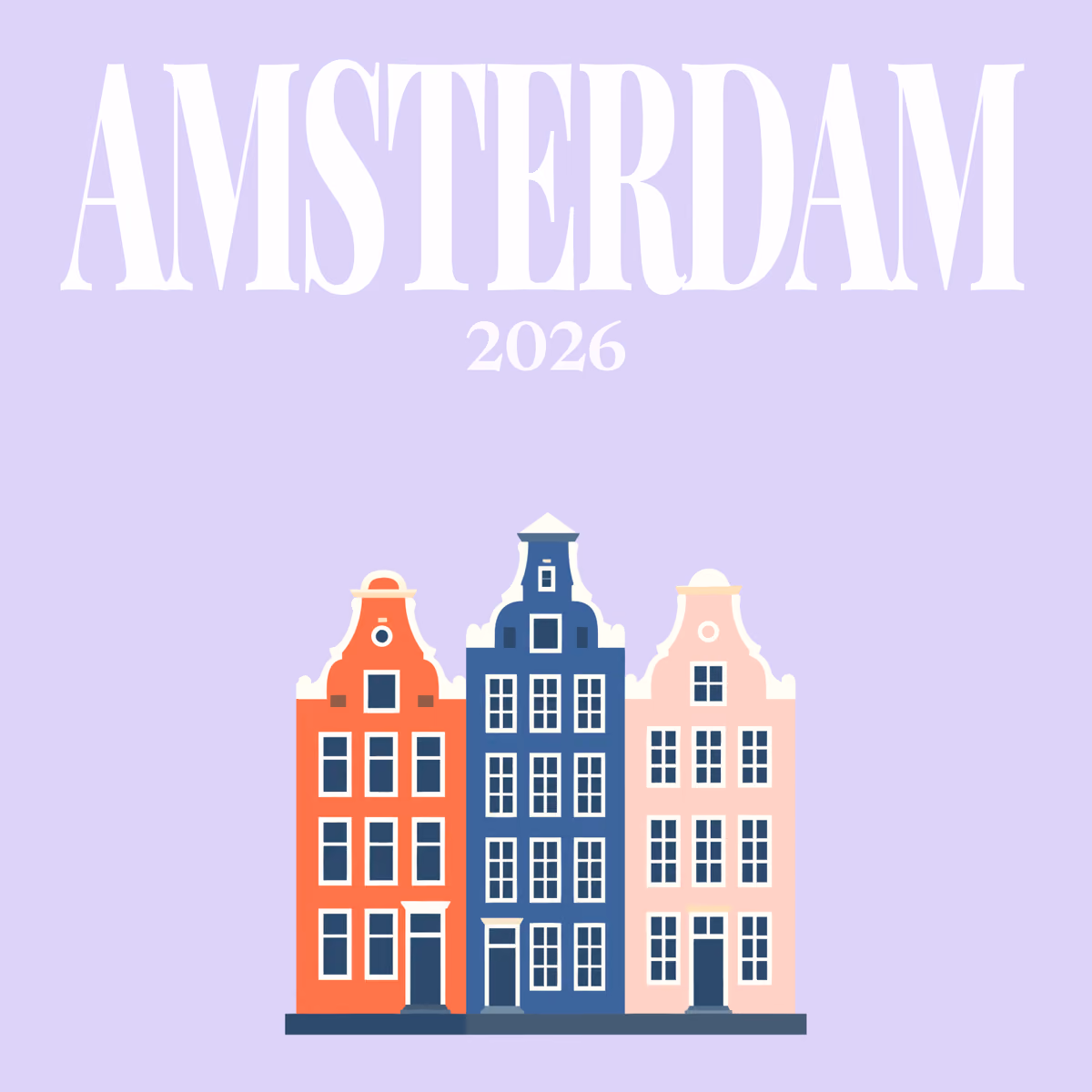Amsterdam illustrated square photo book cover with the canal houses artwork