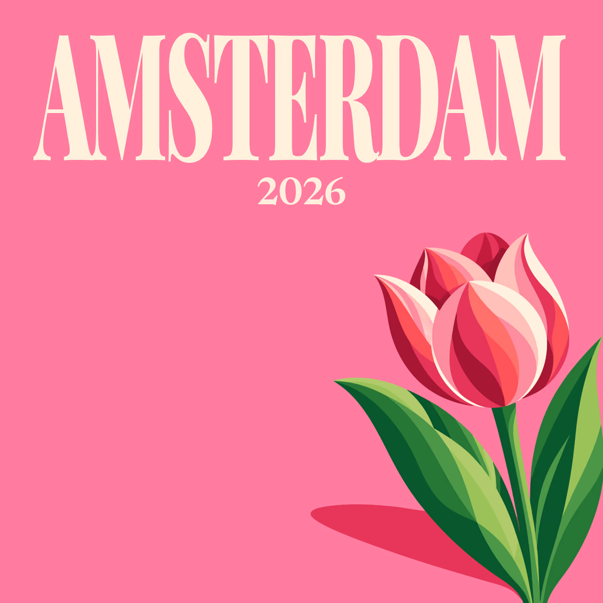 Amsterdam illustrated square photo book cover with the tulip artwork