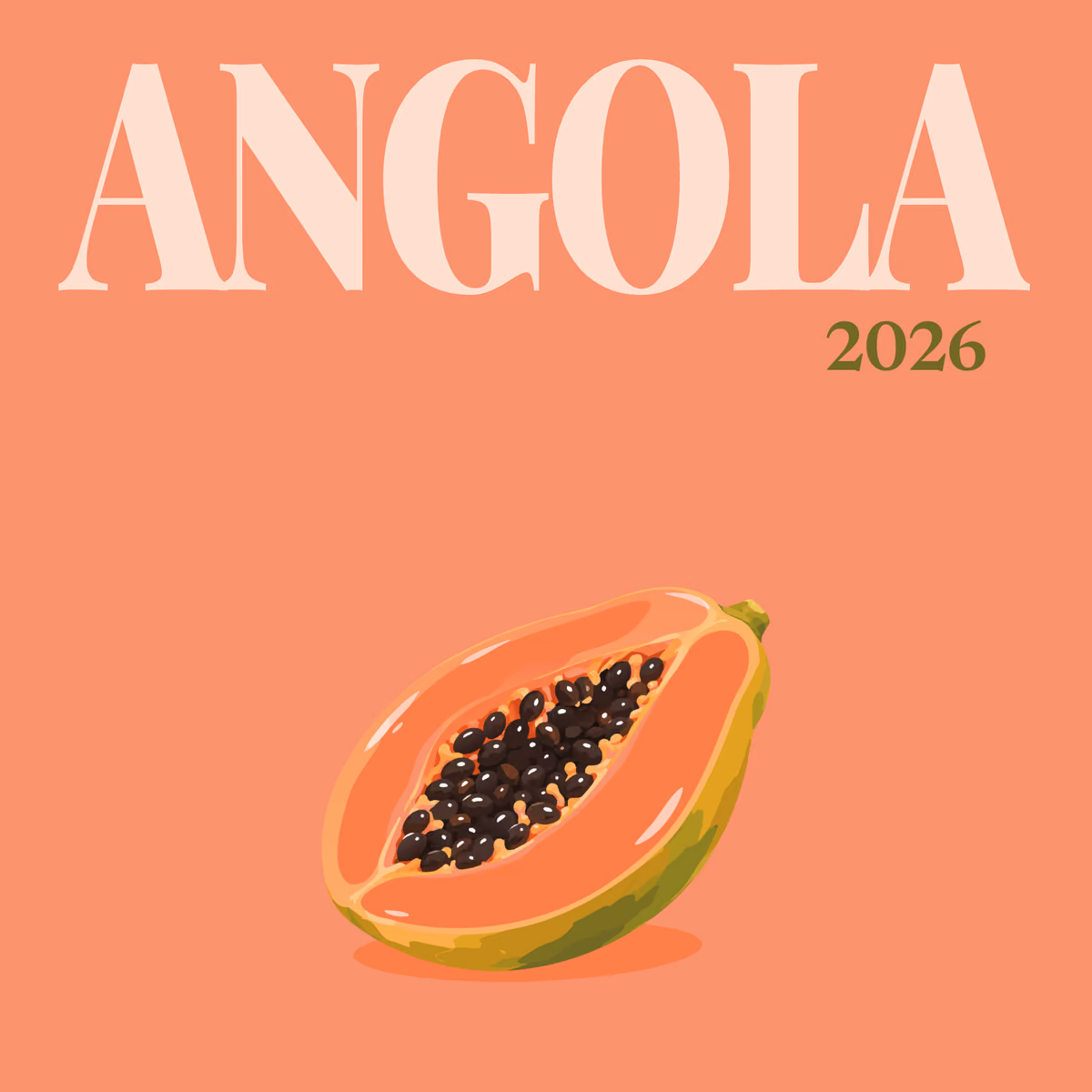 Angola illustrated square photo book cover with the papaya artwork
