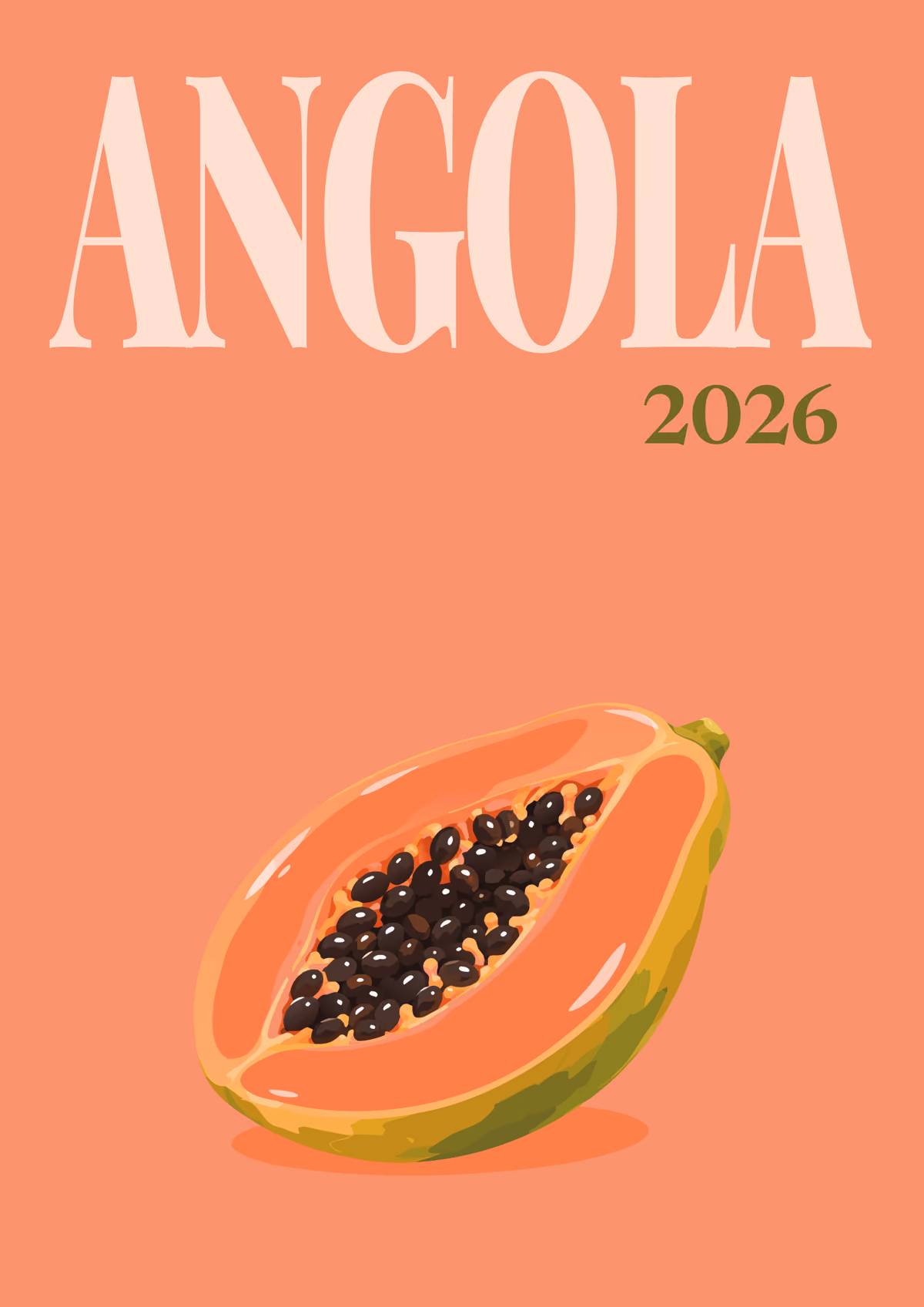 Angola illustrated travel photo book cover with the papaya artwork