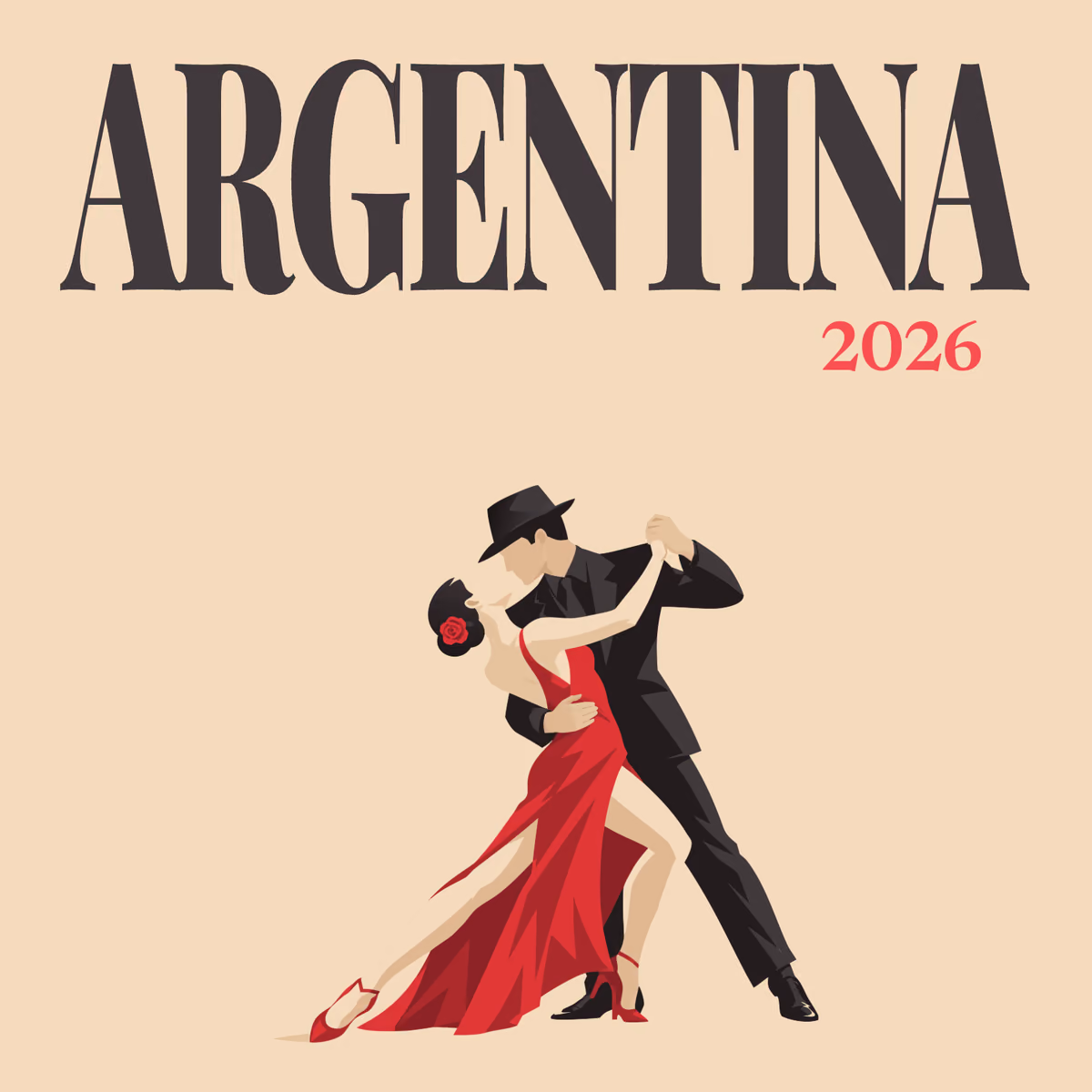 Argentina illustrated square photo book cover with the tango artwork