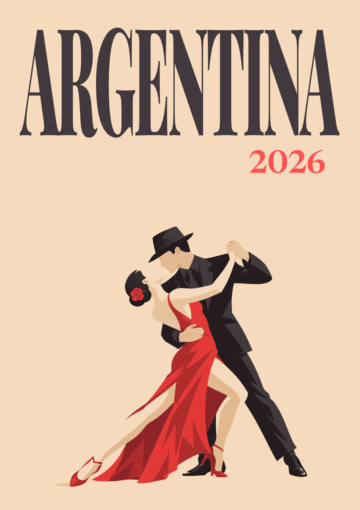 Argentina illustrated travel photo book cover with the tango artwork