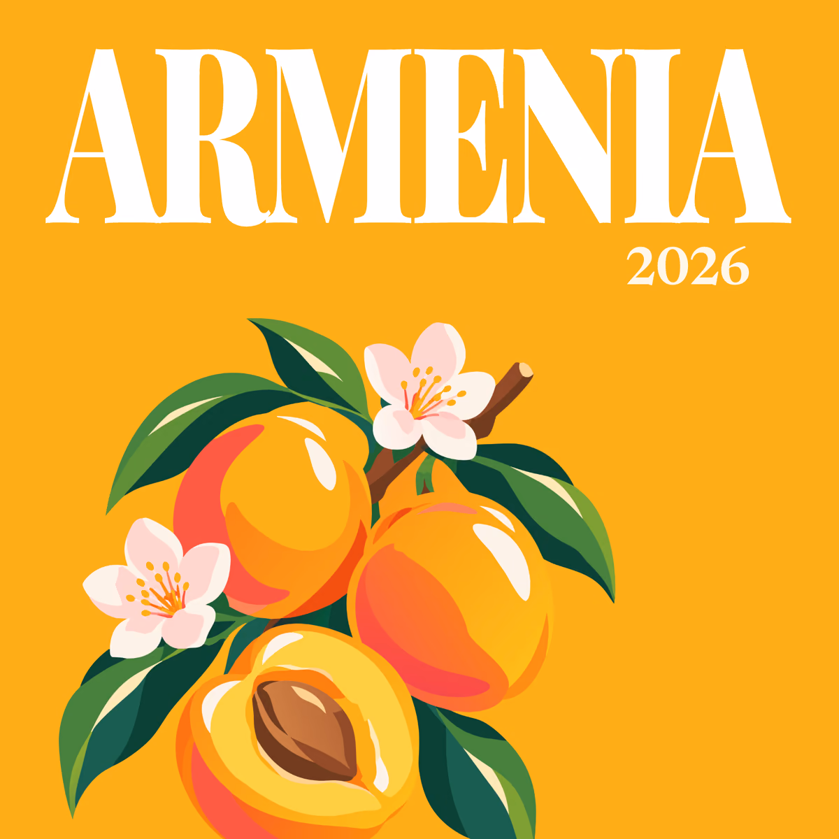 Armenia illustrated square photo book cover with the Armenian apricots artwork
