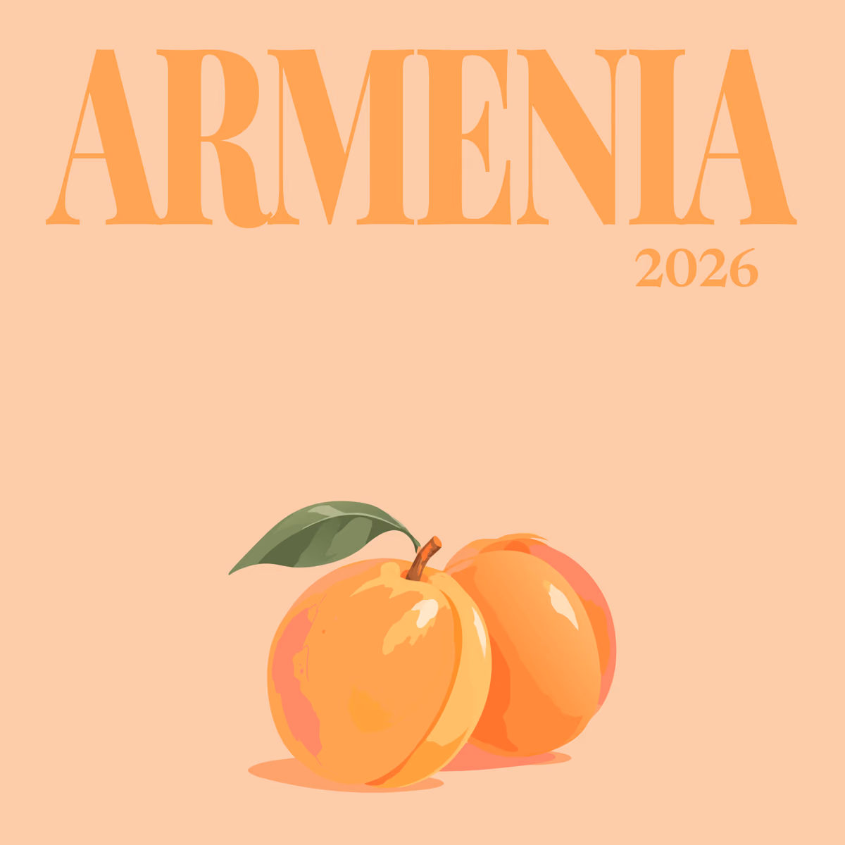 Armenia illustrated square photo book cover with the apricots artwork