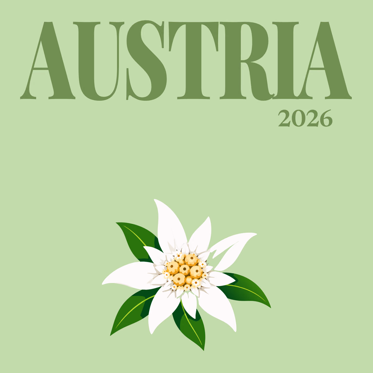 Austria illustrated square photo book cover with the edelweiss artwork
