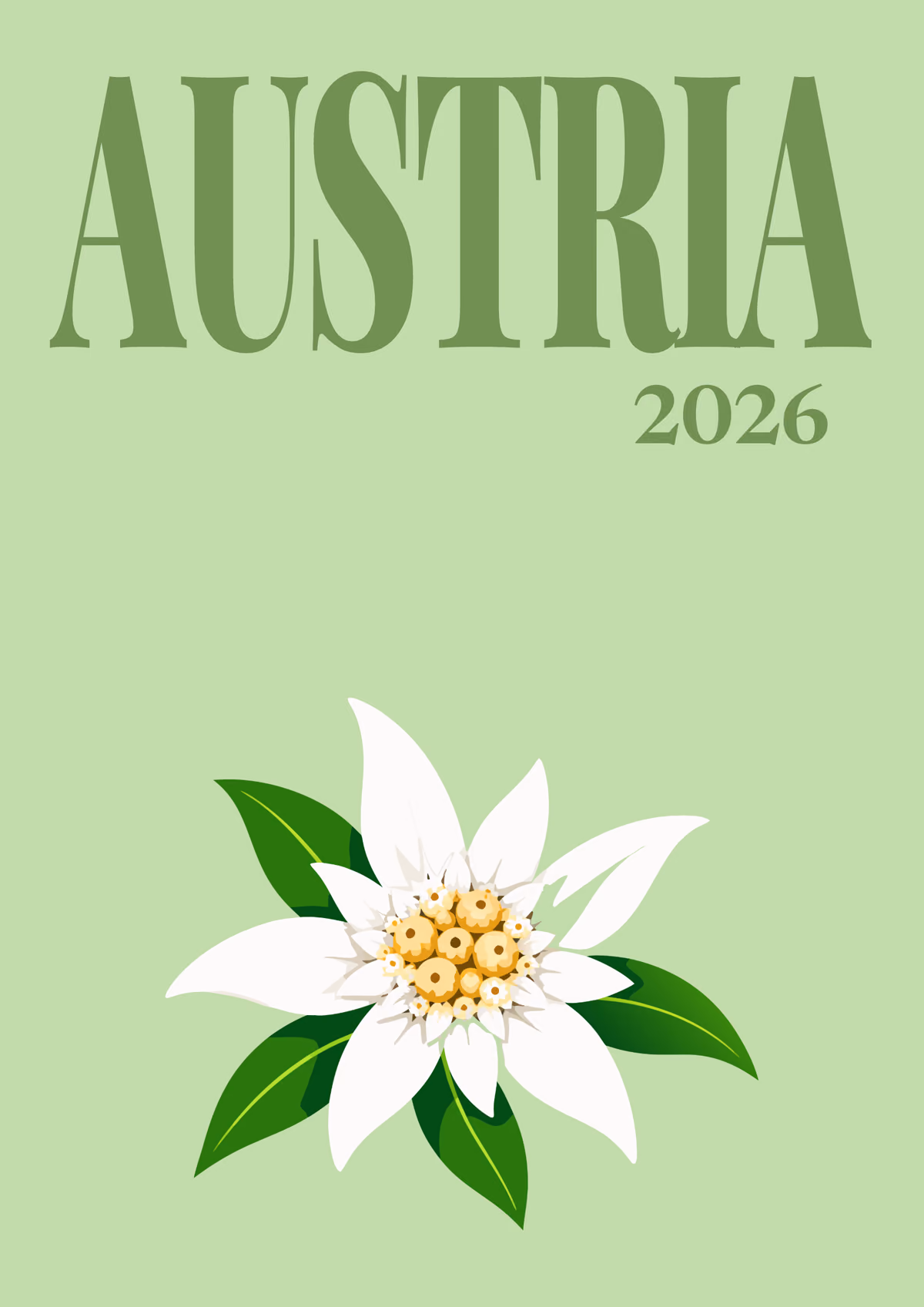 Austria illustrated travel photo book cover with the edelweiss artwork
