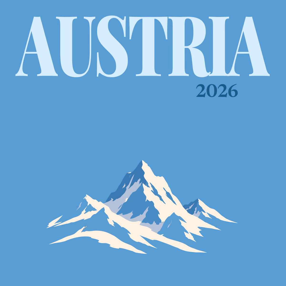 Austria illustrated square photo book cover with the alpine peak artwork