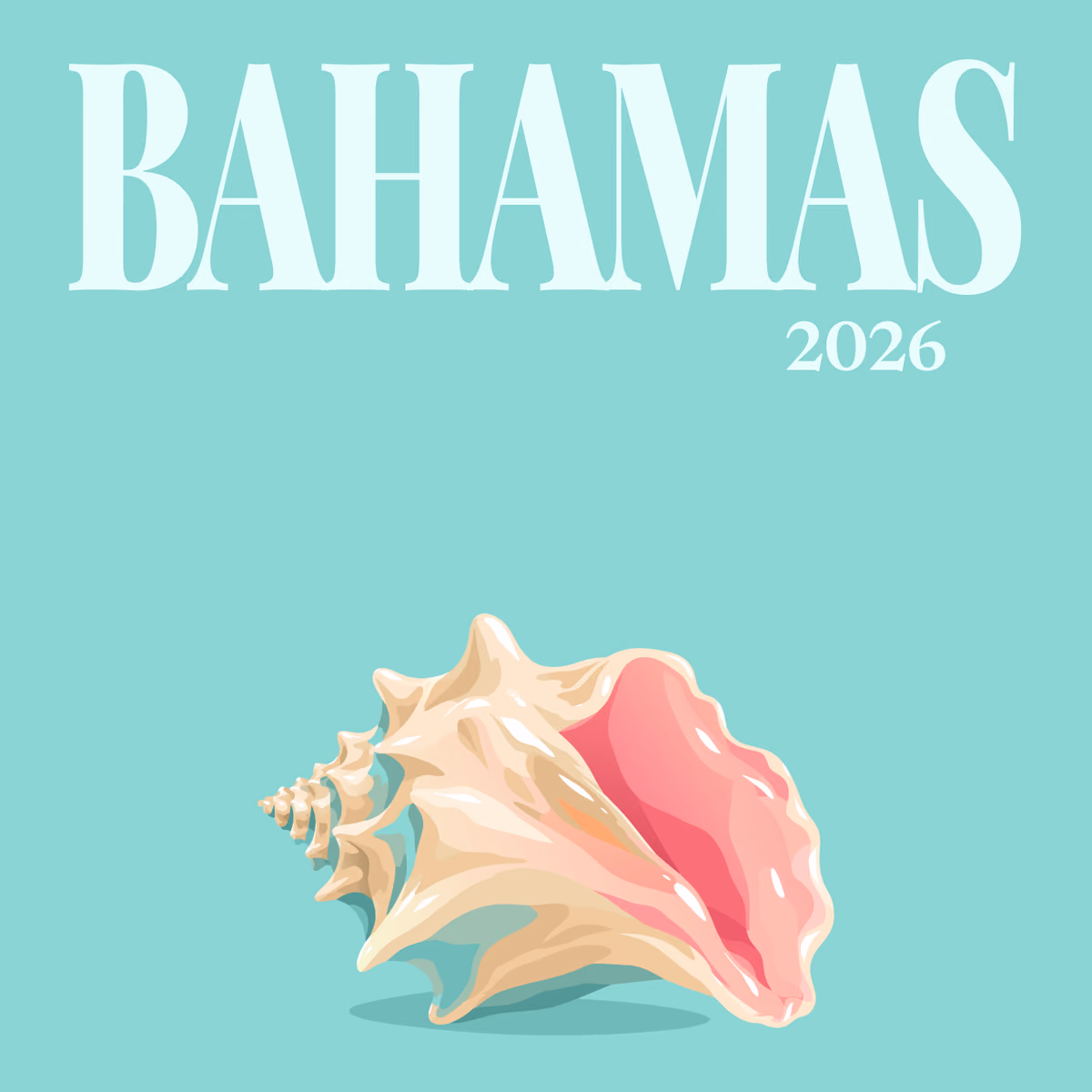 Bahamas illustrated square photo book cover with the queen conch artwork