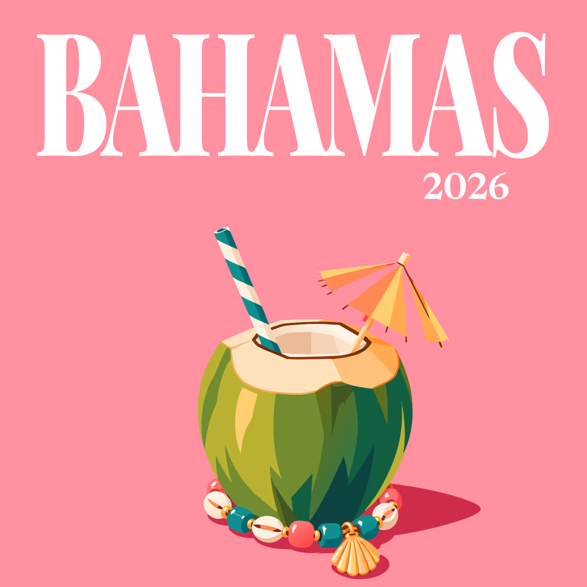 Bahamas illustrated square photo book cover with the green coconut artwork