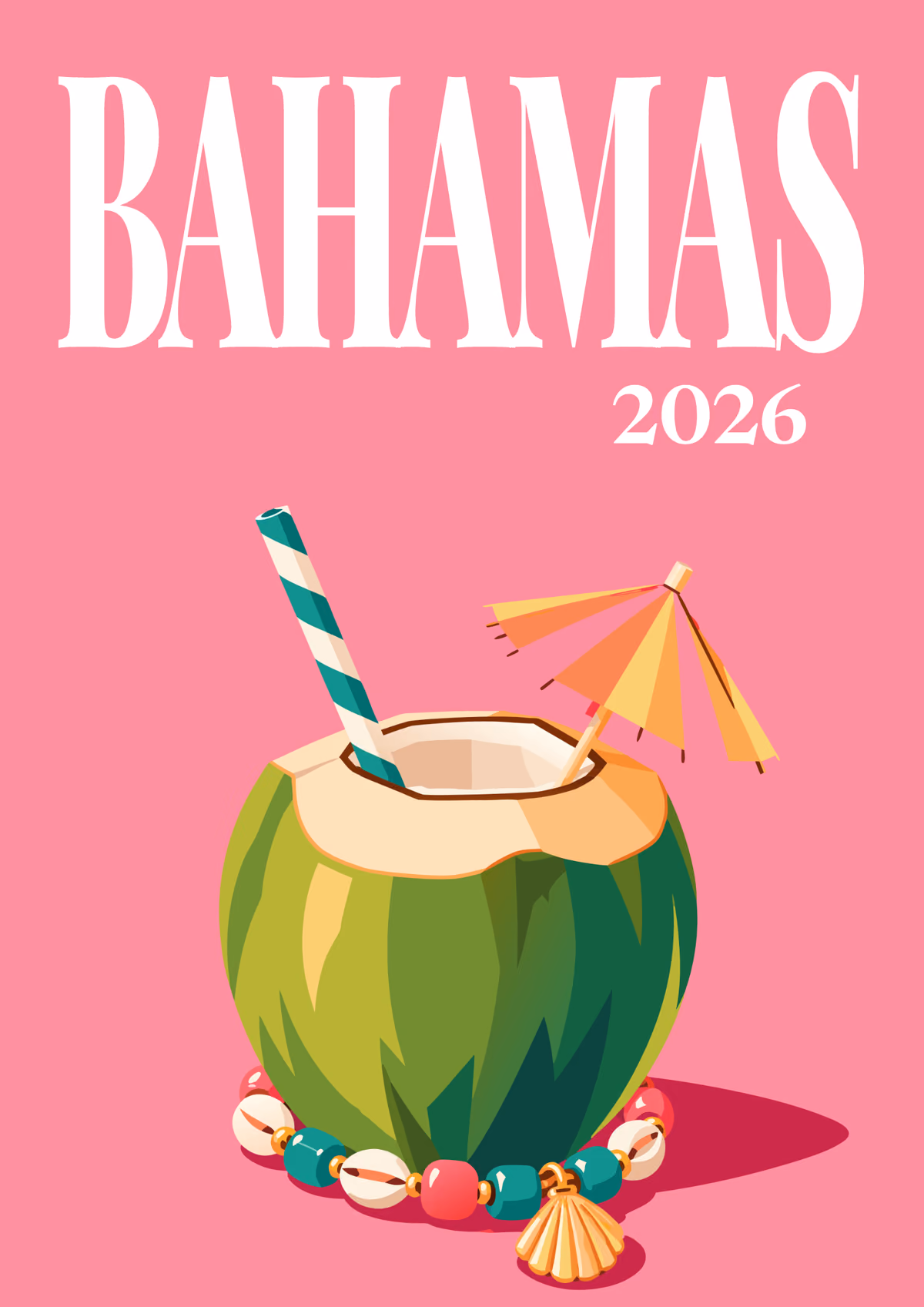 Bahamas illustrated travel photo book cover with the green coconut artwork
