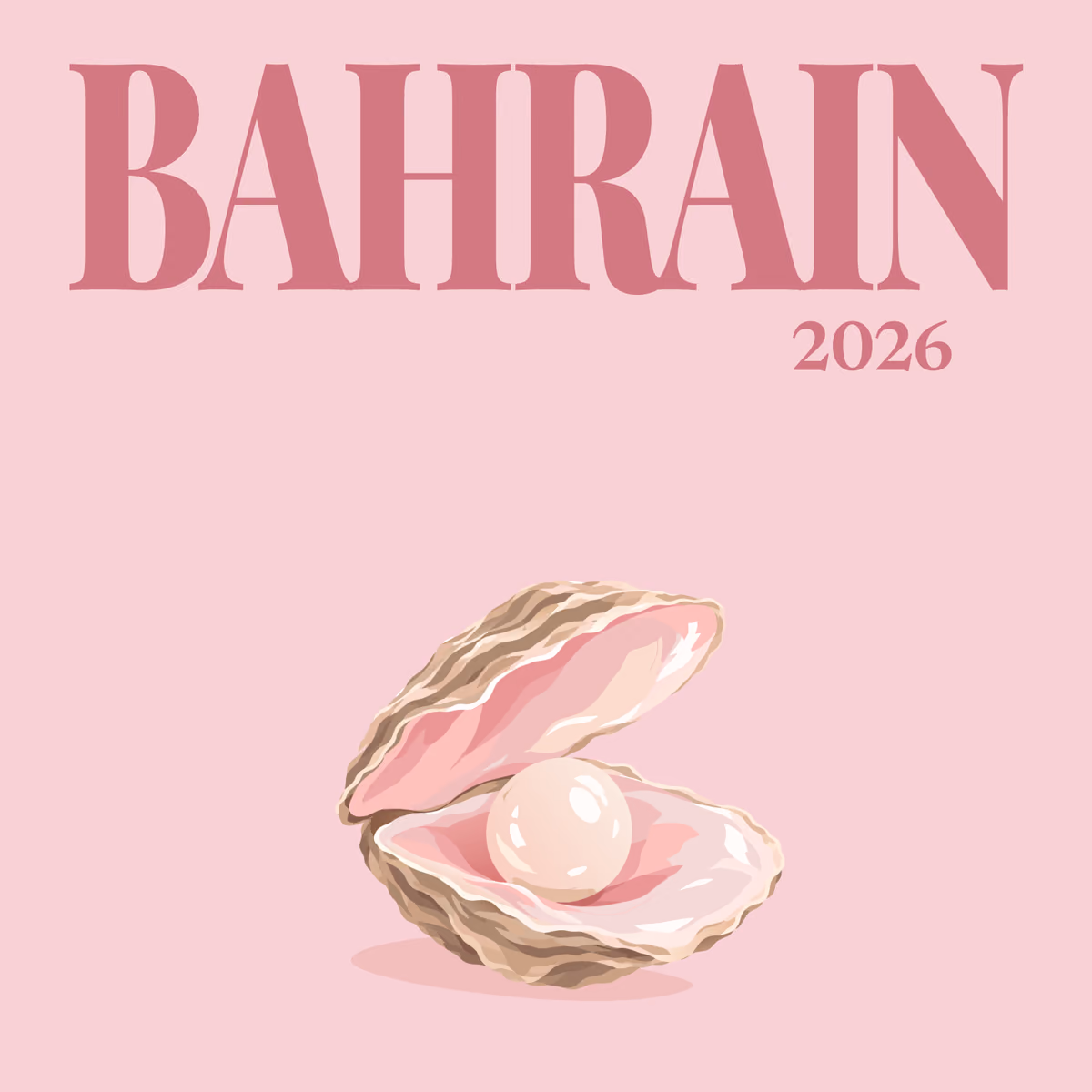 Bahrain illustrated square photo book cover with the pearl in an oyster artwork