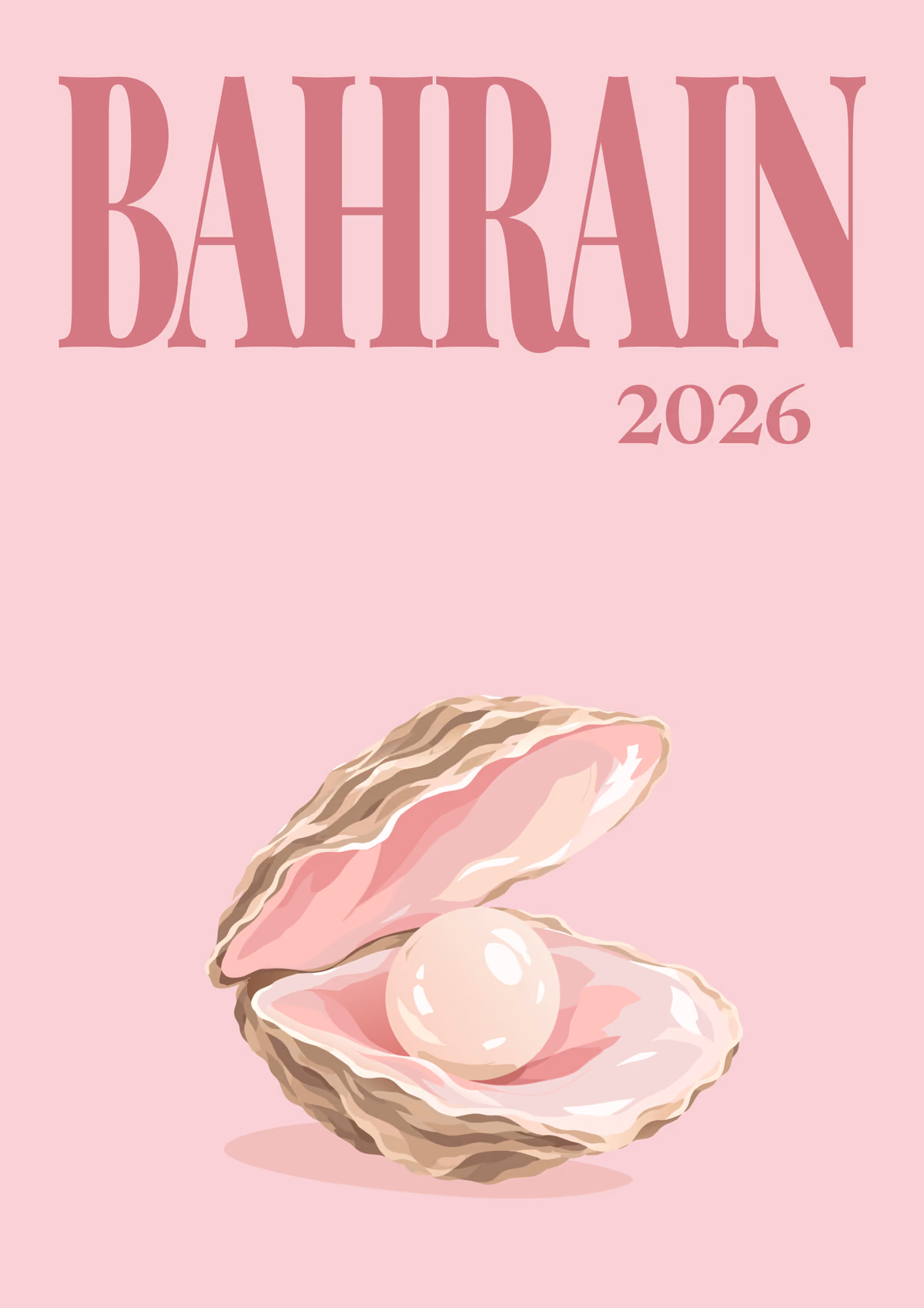 Bahrain illustrated travel photo book cover with the pearl in an oyster artwork